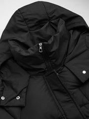 Hooded Solid Pocket Long Puffer