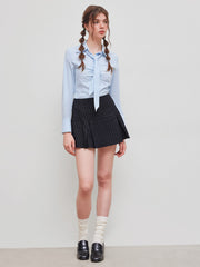 Mid Rise Striped Zipper Mini Skirt