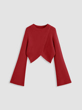 Knit Round Neckline Solid Crop Sweater