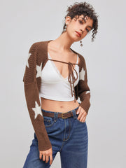 Tie Front Star Pattern Shrug