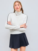 Wool-Blend High Neck Contrasting Binding Long Sleeve Tops