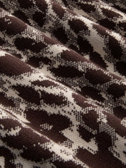 Knit V-neck Leopard Bowknot Long Sleeve Mini Dress