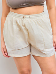 Mid Rise Ruched Drawstring Pocket Shorts Curve & Plus