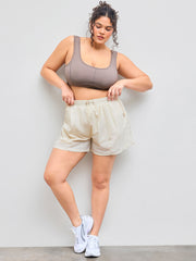 Mid Rise Ruched Drawstring Pocket Shorts Curve & Plus
