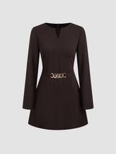 Solid Chain Long Sleeve Mini Dress