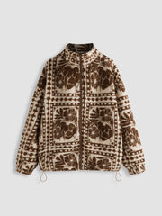 Printed Fleece Zip Front Jacket