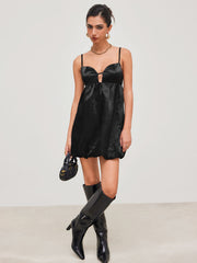 Satin Sweetheart Texture Cut Out Backless Mini Dress
