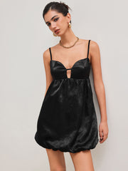 Satin Sweetheart Texture Cut Out Backless Mini Dress