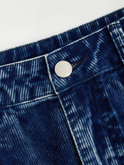 Washed Corduroy Low Rise Split Midi Skirt