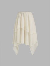 Mid Rise Solid Ruffle Asymmetrical Hem Maxi Skirt