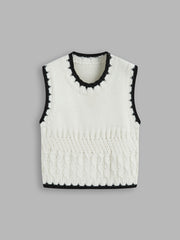 Knit Round Neckline Contrasting Binding Tank Top