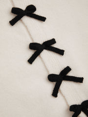 Knit Round Neckline Bowknot Tie Front Cardigan