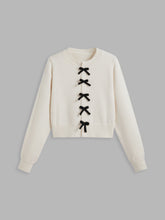 Knit Round Neckline Bowknot Tie Front Cardigan