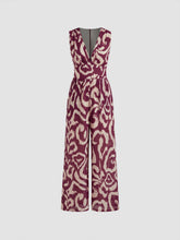 Woven V-neck Abstract Sleeveless Wide Leg Jumpsuit