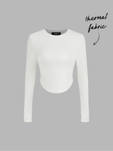 Thermal Cotton-blend Round Neckline Solid Long Sleeve Tee