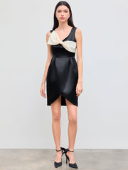 U-neckline Solid Bowknot Mini Cami Dress