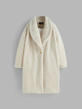 Fleece Collar Solid Button Oversized Jacket