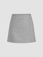 Wool-look Mid Rise Mini Skirt