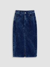 Washed Corduroy Low Rise Split Midi Skirt