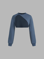 Terry Round Neck Vest & Crop Sweatshirt
