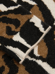 Knit Stand Collar Zebra Stripe Print Oversized Top