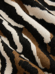 Knit Stand Collar Zebra Stripe Print Oversized Top