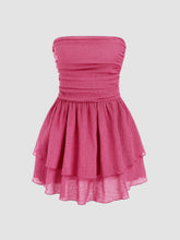 Tube Ruched Ruffle Mini Dress
