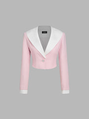 Tweed Collar Two Tone Crop Jacket