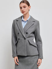 Wool-look Notched Collar Blazer
