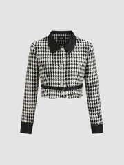 Houndstooth Contrast Cropped Jacket