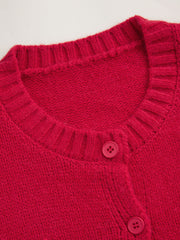 Knit Round Neckline Heart Cardigan