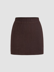 Mid Rise Elastic Waist Mini Skirt