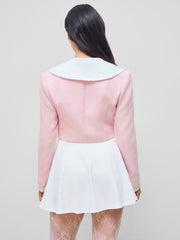 Tweed Collar Two Tone Crop Jacket