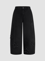 Denim Mid Rise Star Barrel-leg Jeans Curve & Plus