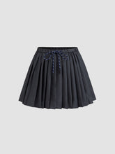 Mid Rise Drawstring Pleated Mini Skirt