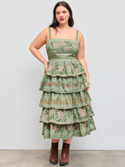 Floral Embroidery Tiered Maxi Dress Curve & Plus