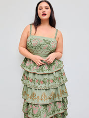 Floral Embroidery Tiered Maxi Dress Curve & Plus