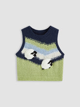 Knit Round Neckline Sheep Vest Curve & Plus