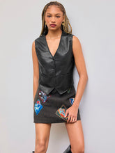 Faux Leather V-neck Cropped Jacket Vest