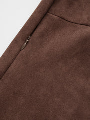 Suede U-neckline Mini Dress