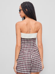 Tweed Ruched Crop Tube Top