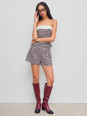 Tweed Ruched Crop Tube Top