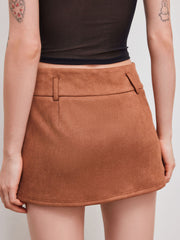 Suede Mid Rise Mini Skirt