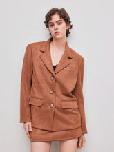 Suede Notched Collar Oversized Blazer