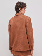 Suede Notched Collar Oversized Blazer