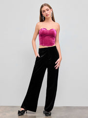Velvet Zipper Tube Top