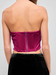Velvet Zipper Tube Top