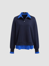 Terry Collar Two Tone Oversized Sweatshirt