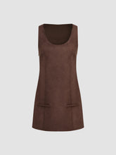 Suede U-neckline Mini Dress