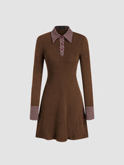 Collar Geometric Binding Mini Dress